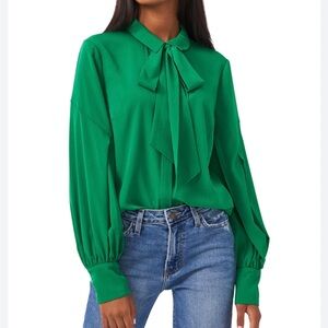 Riley & Rae Bishop Sleeves Blouse Bright Green Size XL